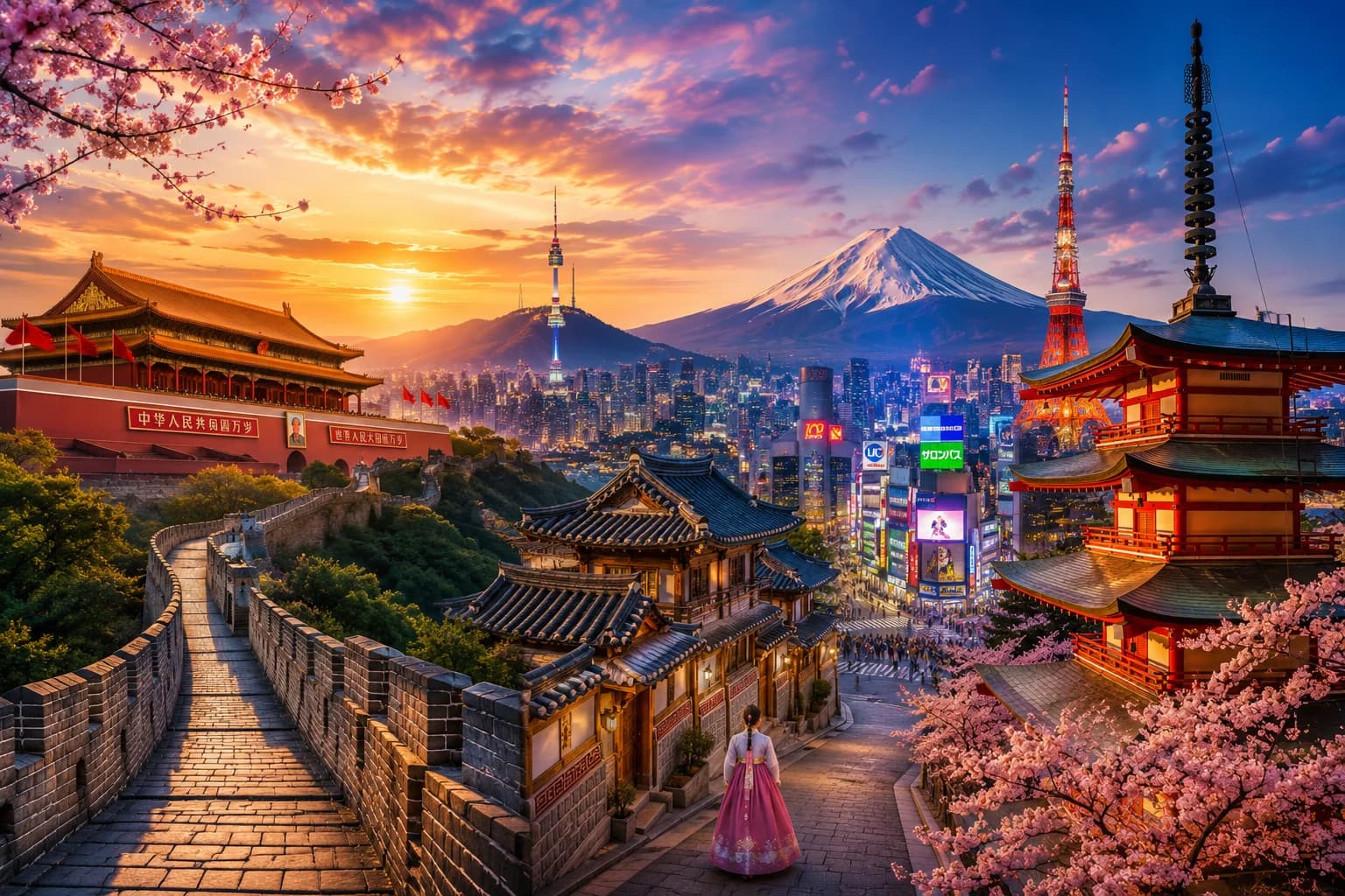 Čína, Južná Kórea a Japonsko